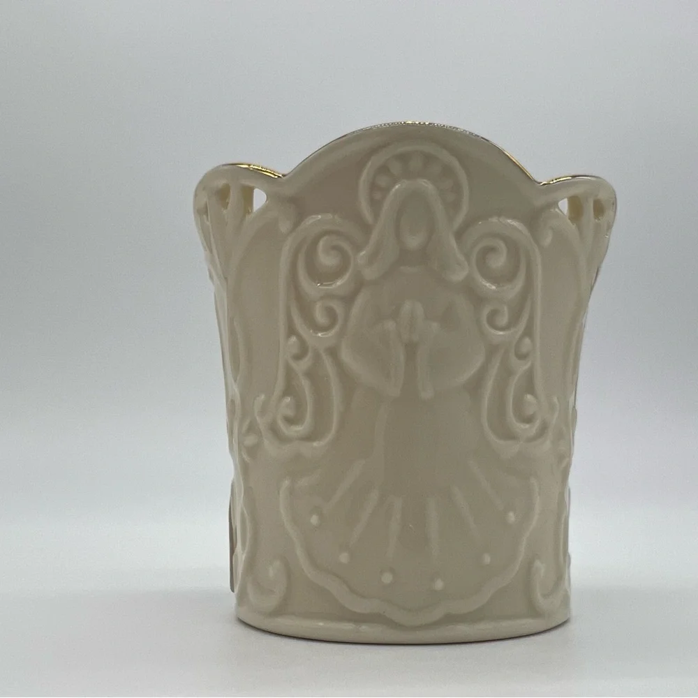 Lenox Angel Votive Candle Holder Ivory Gold Trim Christmas Decor NIB 3.5 - Picture 9 of 10